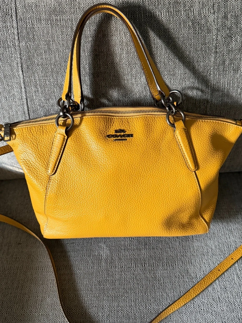 Coach Yellow Pebbled Leather Kelsey Satchel